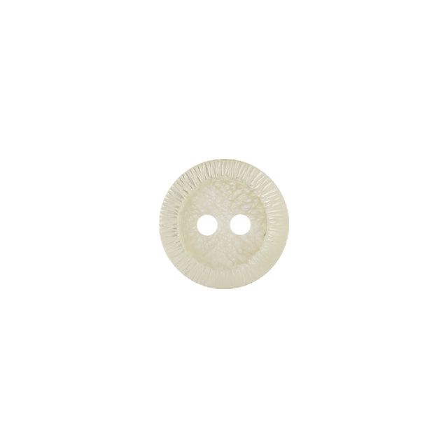 Italian Antique White Iridescent Radiating Rim 2-Hole Plastic Button - 18L/11.5mm