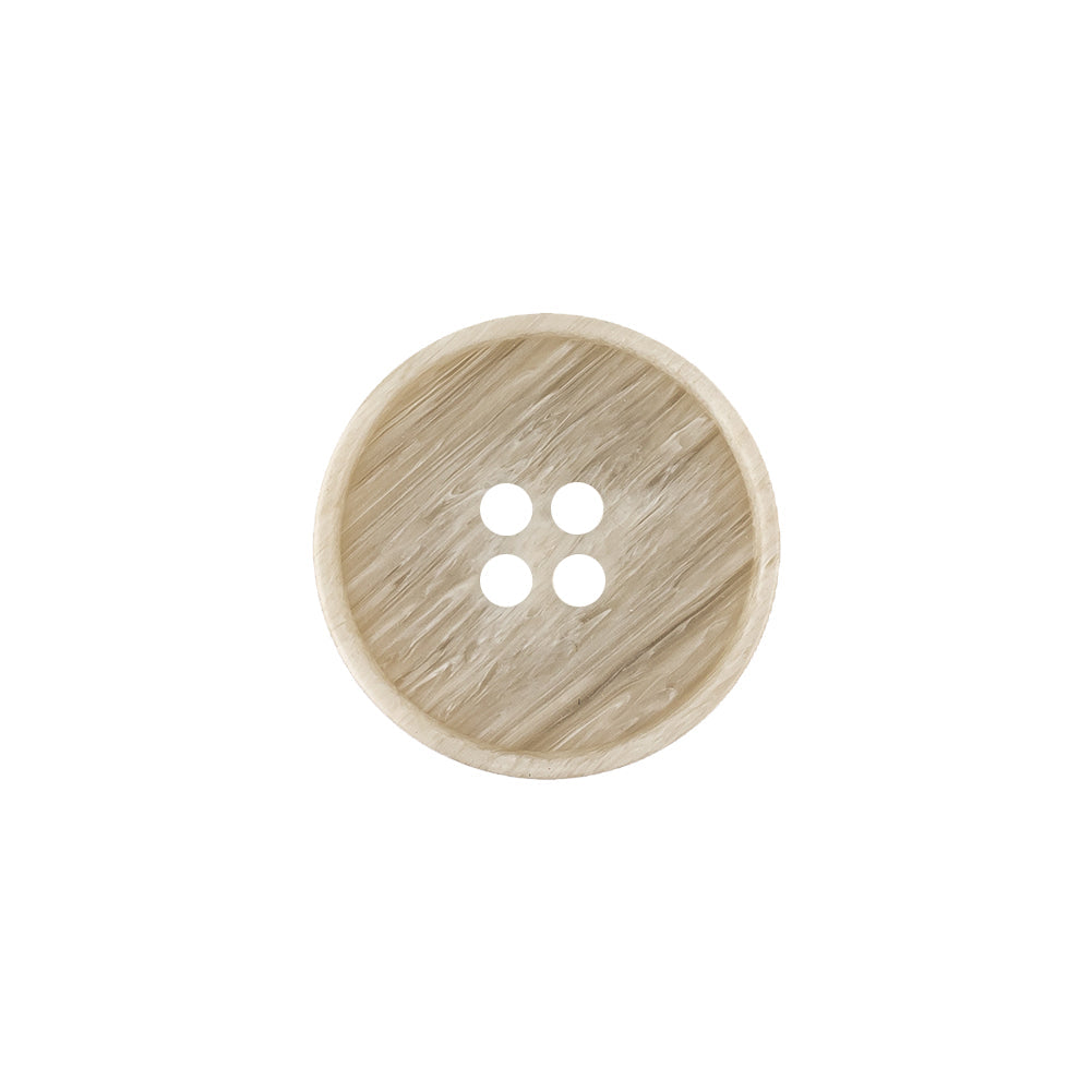 Pistachio Shell and Light Gray Striated Narrow Rim 4-Hole Button - 28L/18mm