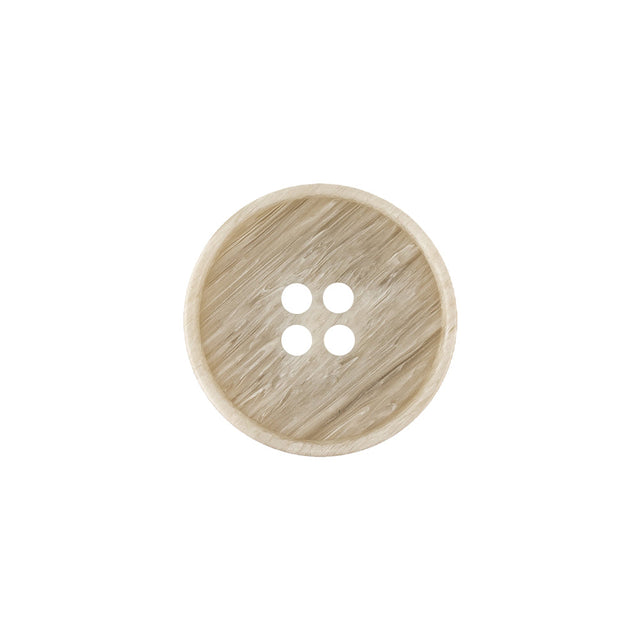 Pistachio Shell and Light Gray Striated Narrow Rim 4-Hole Button - 28L/18mm