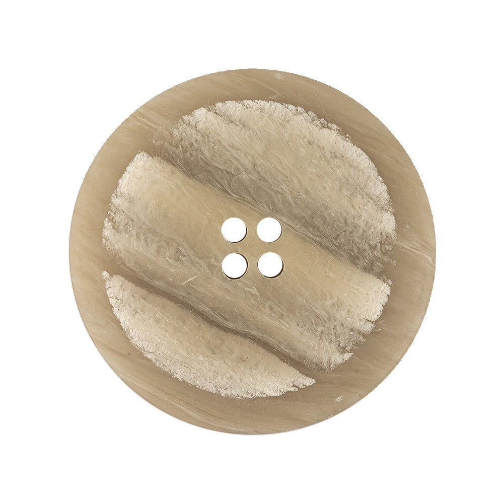 Pistachio Shell and Light Gray Striated Narrow Rim 4-Hole Button - 44L/28mm