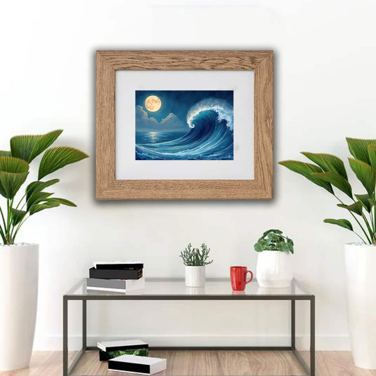 8x10" Light Brown Wood-Effect Frame with Acid-Free Mat & Plastic Front – For Hanging or Standing, ALFTA Hook Compatible