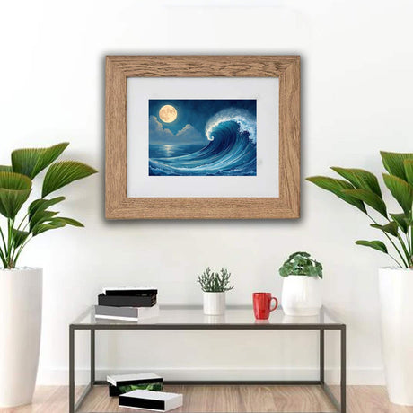 8x10" Light Brown Wood-Effect Frame with Acid-Free Mat & Plastic Front – For Hanging or Standing, ALFTA Hook Compatible