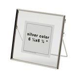 6 ¼x6 ¼" Silver Steel Frame with Front Plastic Protection – For Hanging or Standing, Includes Sample Pictures