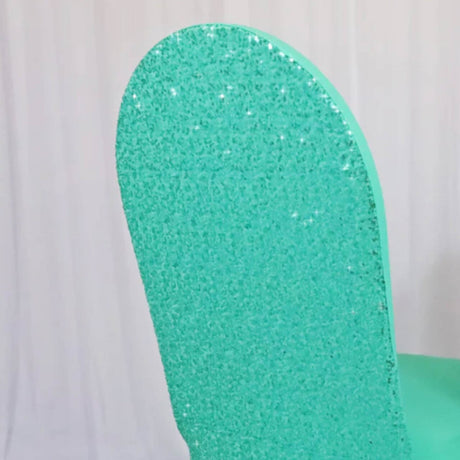 1 Funda de Silla de Banquete de Spandex con Lentejuelas Azul Tiffany o Azul Aqua Estiramiento Brillante Decoración