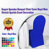 1 Piece Sequin Spandex Banquet Chair Cover Royal Blue Stretch Sparkle Event Decoration