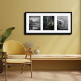 Black Frame for 3 Pictures 30x13 ¾" Sturdy Multi-Photo Display