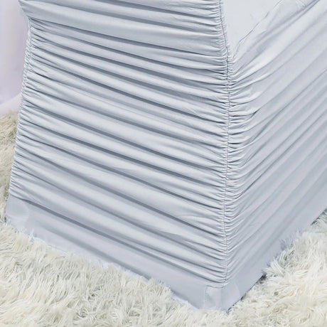 1 Piece Platinum Light Silver Rouge Chair Cover, Ruffled Stretch Spandex for Banquet Chairs