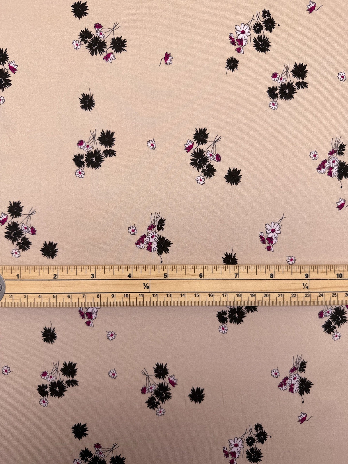 Viscose Twill Floral Print Black Pink