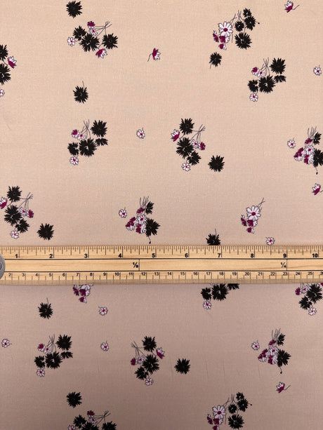 Viscose Twill Floral Print Black Pink