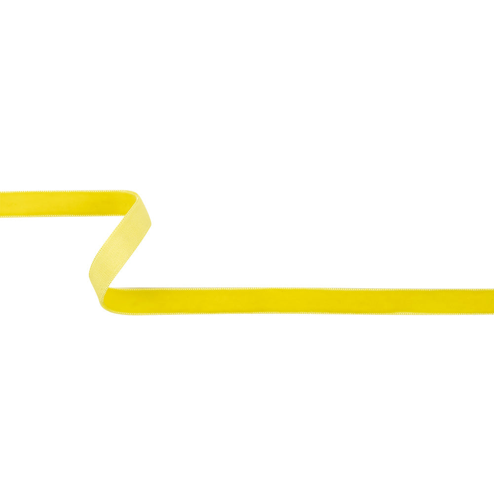 Lemon Yellow Single Face Velvet Ribbon - 0.5"
