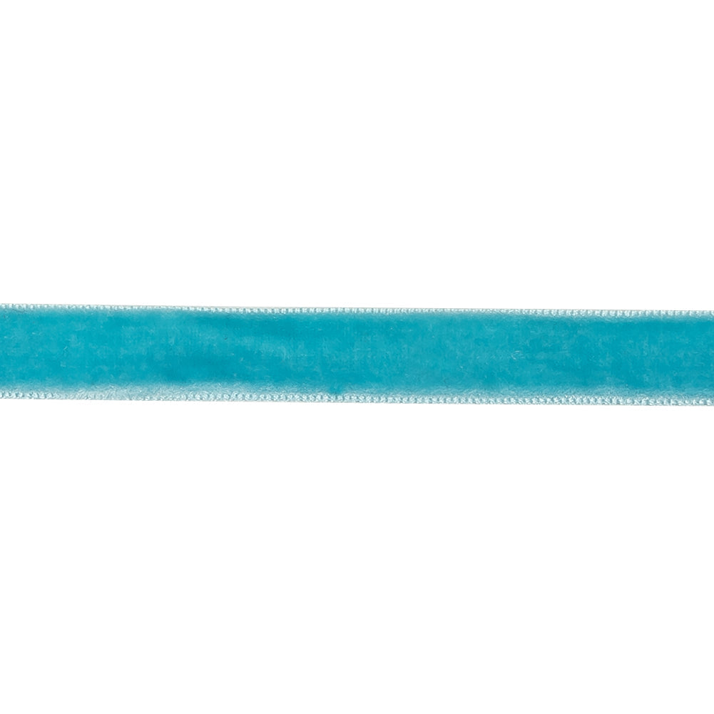 Blue Mist Single Face Velvet Ribbon - 0.5"