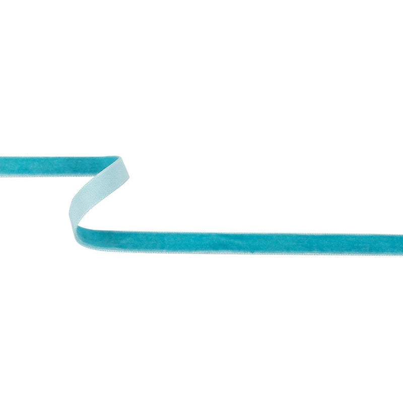 Blue Mist Single Face Velvet Ribbon - 0.5"