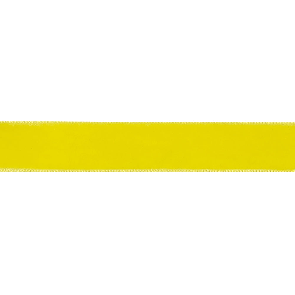 Lemon Yellow Single Face Velvet Ribbon - 0.625"