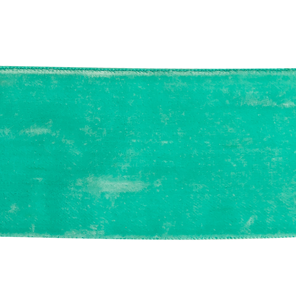Bright Turquoise Single Face Velvet Ribbon - 2"