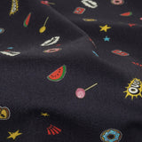 Stretch Cotton Sateen - Navy Pop Icons - Candy & Combat Print - Mood Exclusive Comic Collection