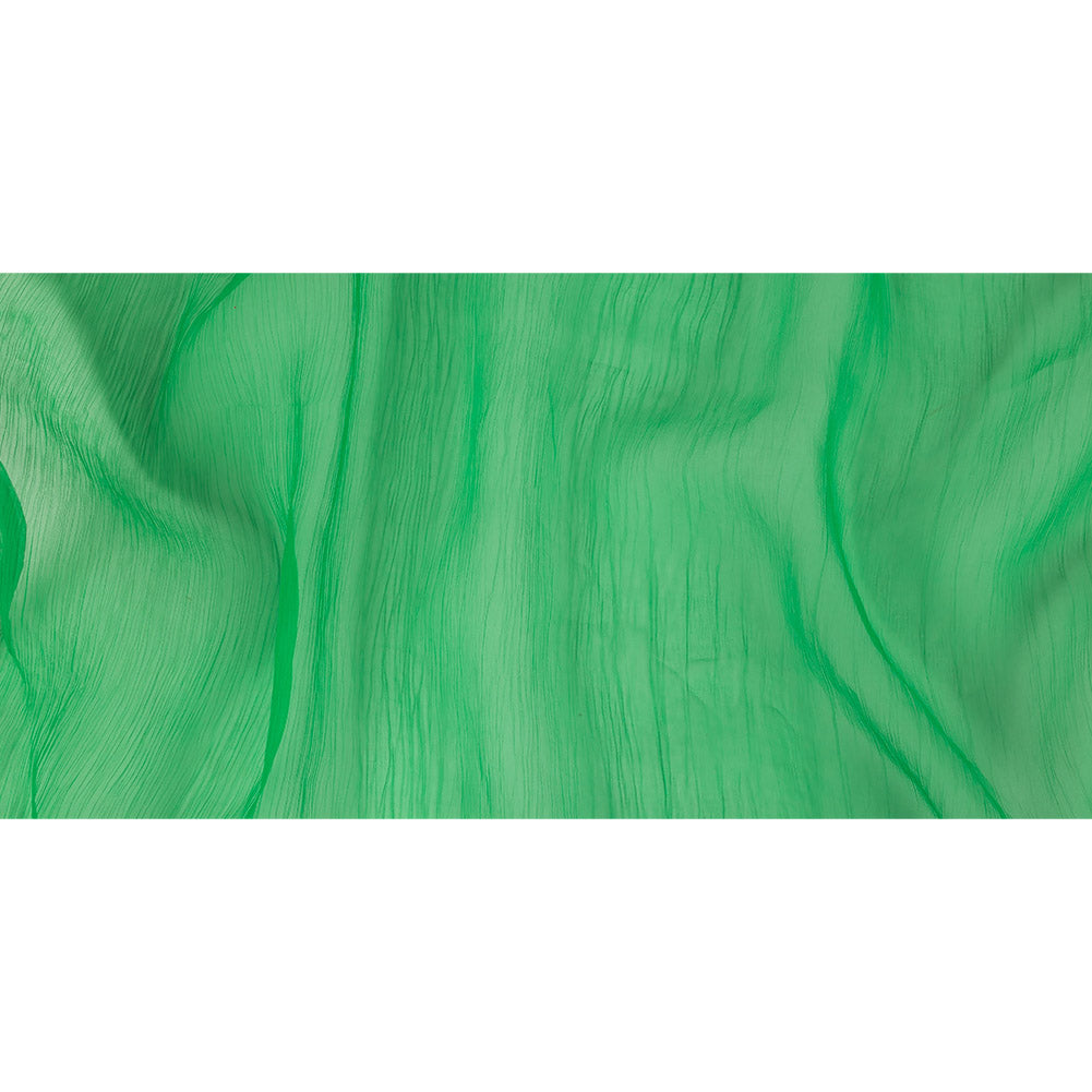 Oscar de la Renta Kelly Green Crinkled Silk Organza