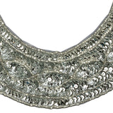 Vintage Metallic Silver Sequined and Beaded Collar Applique - 9.75" X 9.25"