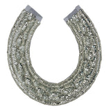 Vintage Metallic Silver Sequined and Beaded Collar Applique - 9.75" X 9.25"