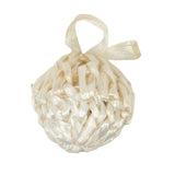 Vintage Off White Crocheted Raffia Pom-Pom Applique - 0.75"