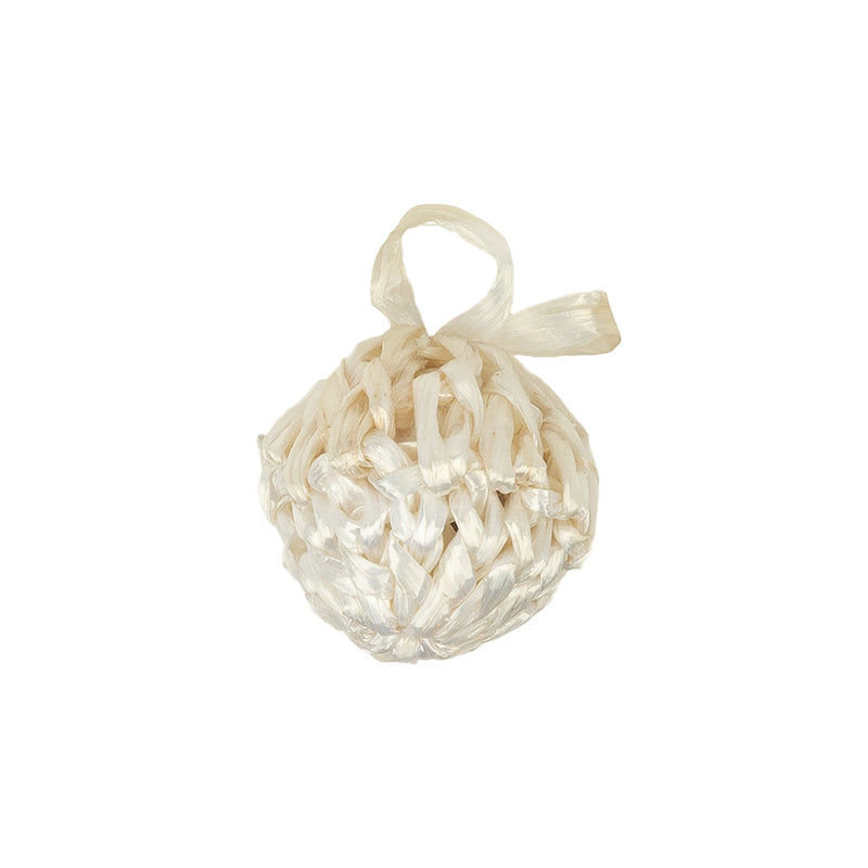 Vintage Off White Crocheted Raffia Pom-Pom Applique - 0.75"
