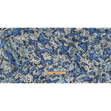 Blue and Cream Floral Silk Chiffon