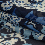 Blue and Cream Floral Silk Chiffon