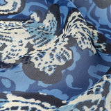 Blue and Cream Floral Silk Chiffon