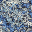 Blue and Cream Floral Silk Chiffon
