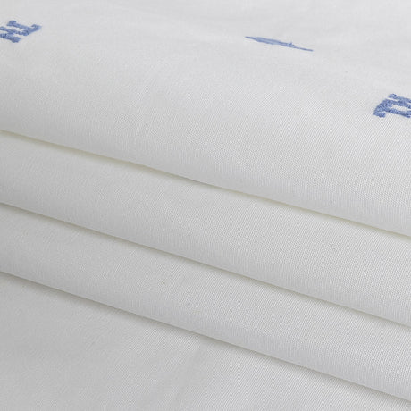 Tommy Hilfiger White and French Blue Palm Trees Embroidered Cotton Woven