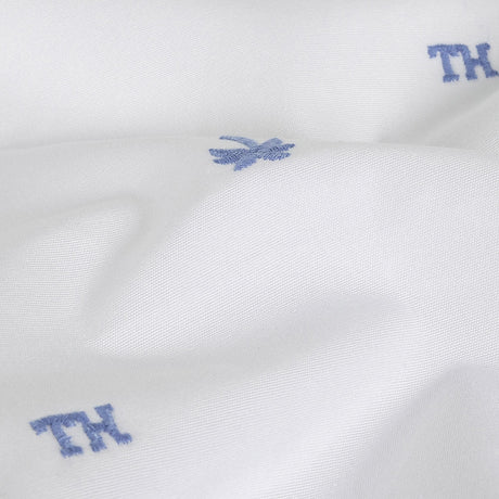 Tommy Hilfiger White and French Blue Palm Trees Embroidered Cotton Woven