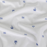 Tommy Hilfiger White and French Blue Palm Trees Embroidered Cotton Woven
