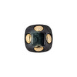Dark Depths Swirls and Gold Metal Circles Beveled Glass Button - 28L/18mm