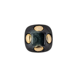 Dark Depths Swirls and Gold Metal Circles Beveled Glass Button - 28L/18mm