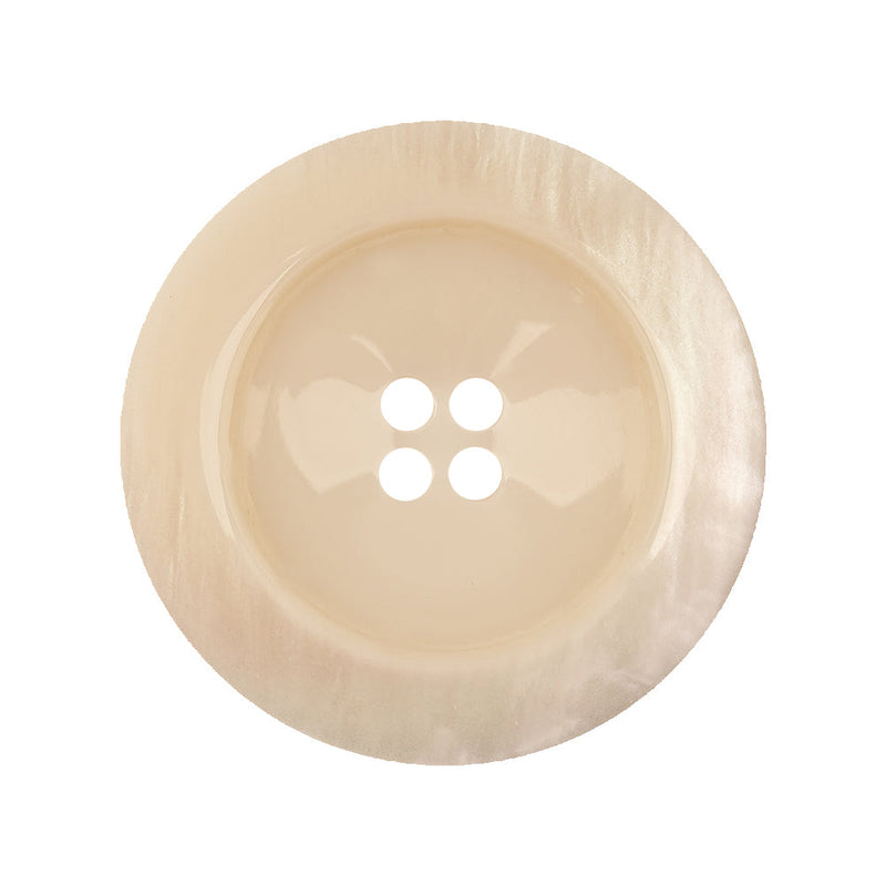 Italian Translucent Antique White Semi-Iridescent 4-Hole Plastic Blazer Button - 44L/28mm