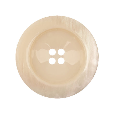 Italian Translucent Antique White Semi-Iridescent 4-Hole Plastic Blazer Button - 44L/28mm