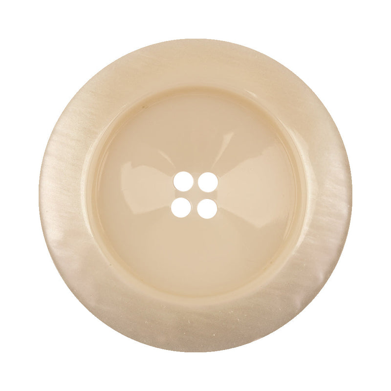 Italian Translucent Antique White Semi-Iridescent 4-Hole Plastic Blazer Button - 54L/34mm