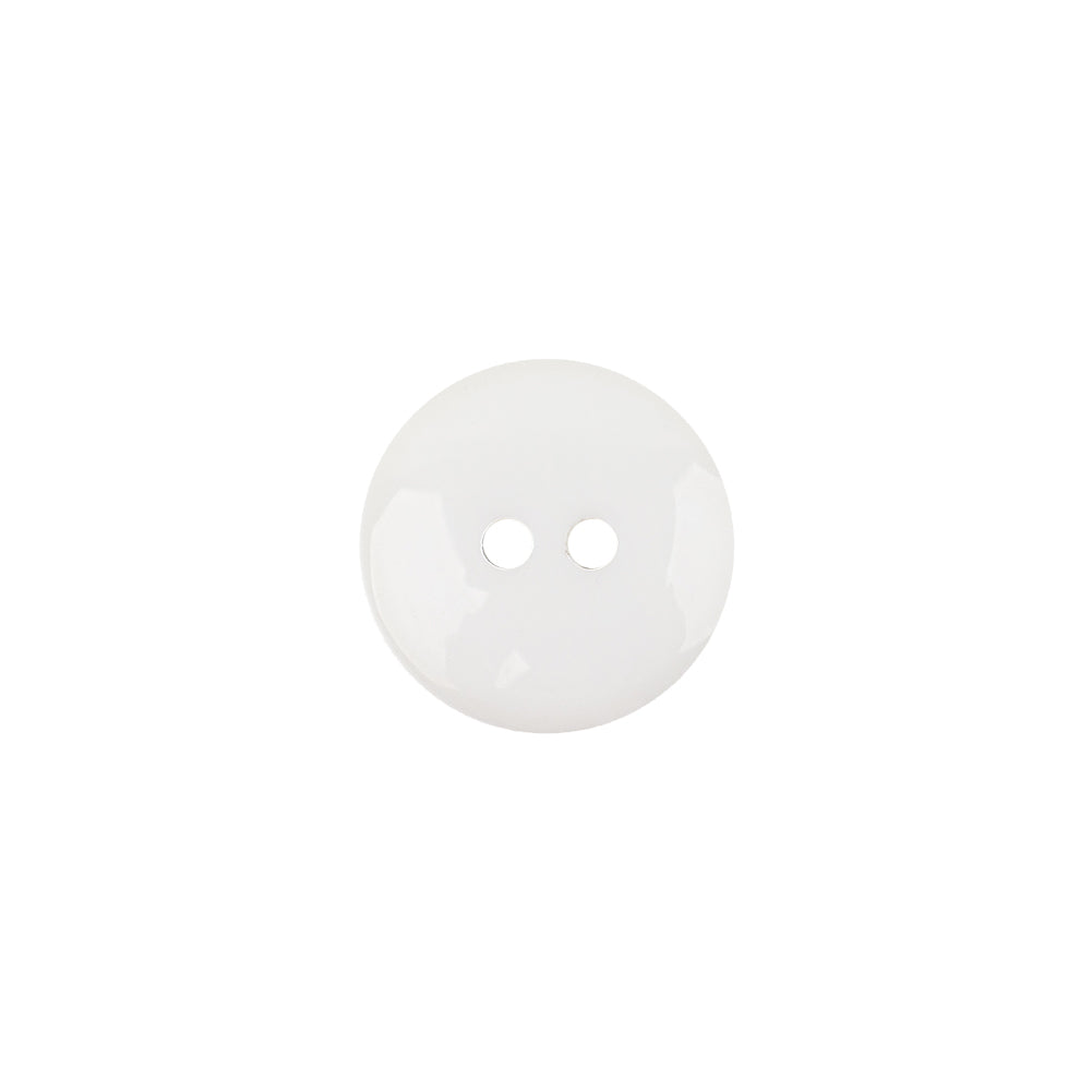 Italian White Low Convex 2-Hole Plastic Button - 20L/12.5mm