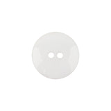 Italian White Low Convex 2-Hole Plastic Button - 28L/18mm