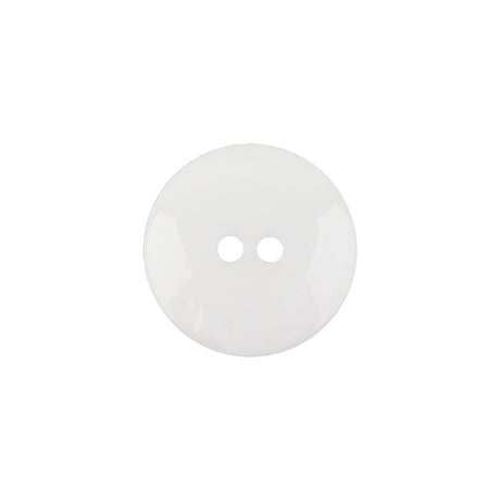 Italian White Low Convex 2-Hole Plastic Button - 28L/18mm
