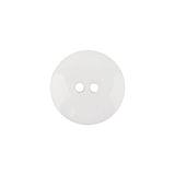 Italian White Low Convex 2-Hole Plastic Button - 28L/18mm