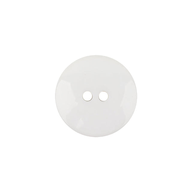 Italian White Low Convex 2-Hole Plastic Button - 28L/18mm
