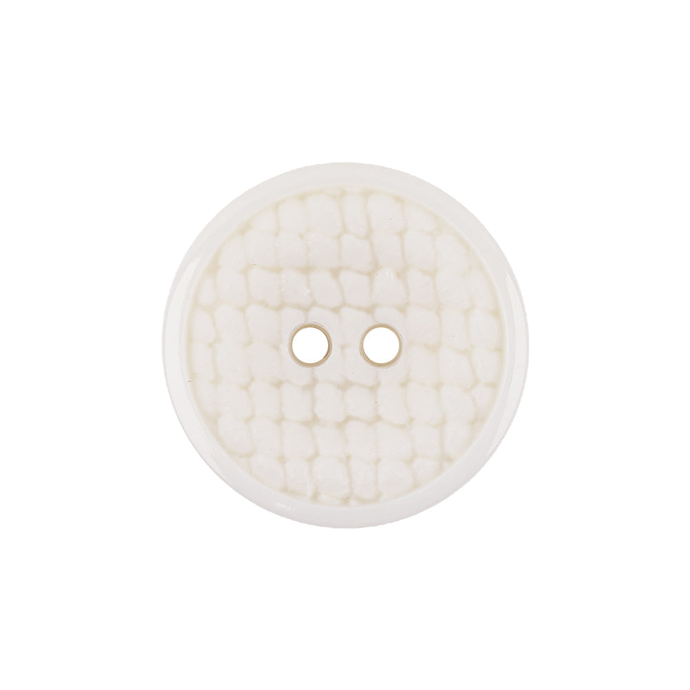 Italian White Abstract Textured Plastic Jacket Button - 36L/23mm
