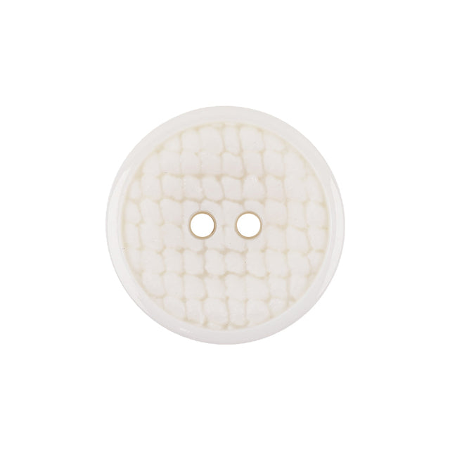Italian White Abstract Textured Plastic Jacket Button - 36L/23mm