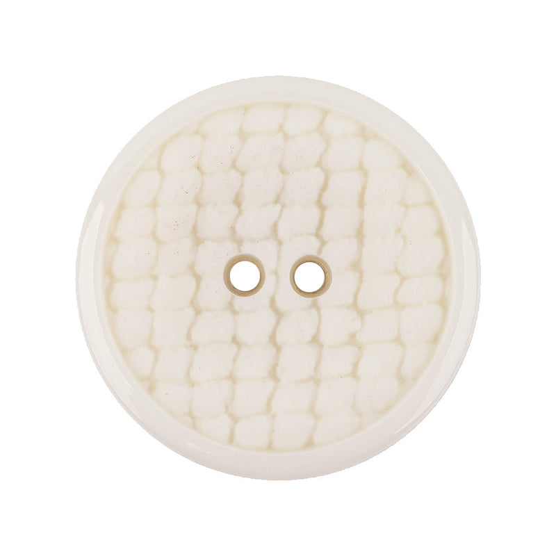 Italian White Abstract Textured Plastic Jacket Button - 44L/28mm