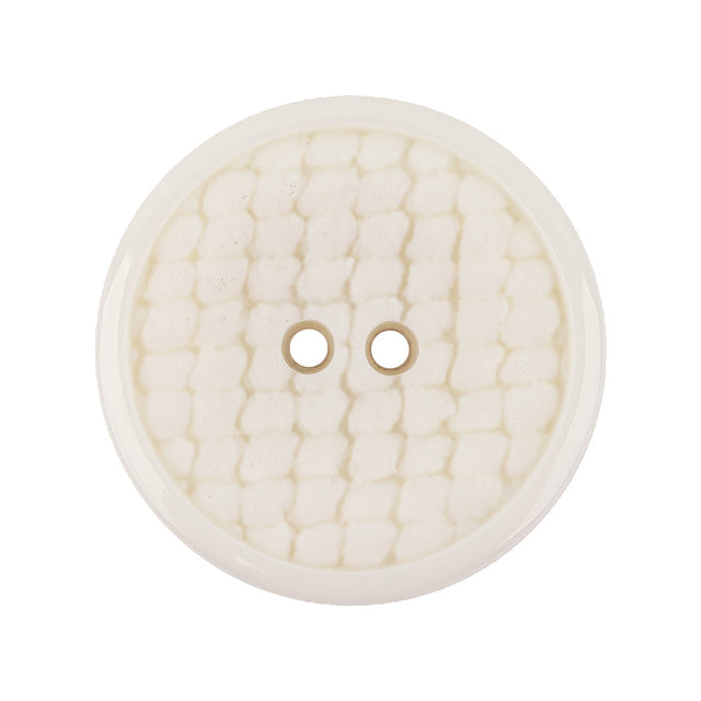 Italian White Abstract Textured Plastic Jacket Button - 44L/28mm