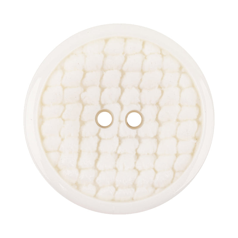 Italian White Abstract Textured Plastic Jacket Button - 54L/34mm