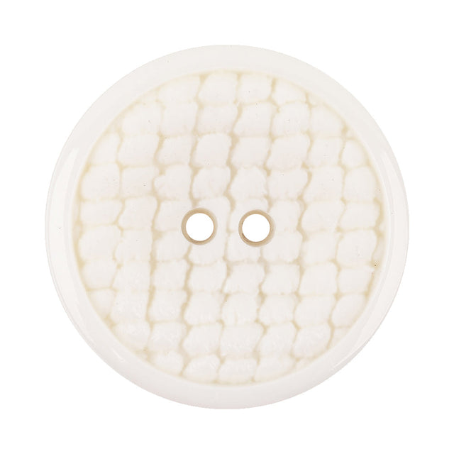 Italian White Abstract Textured Plastic Jacket Button - 54L/34mm