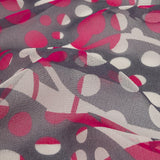 Fuchsia, Gray and White Circles and Stripes Silk Chiffon
