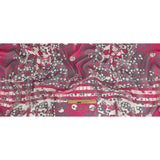 Fuchsia, Gray and White Circles and Stripes Silk Chiffon