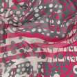 Fuchsia, Gray and White Circles and Stripes Silk Chiffon
